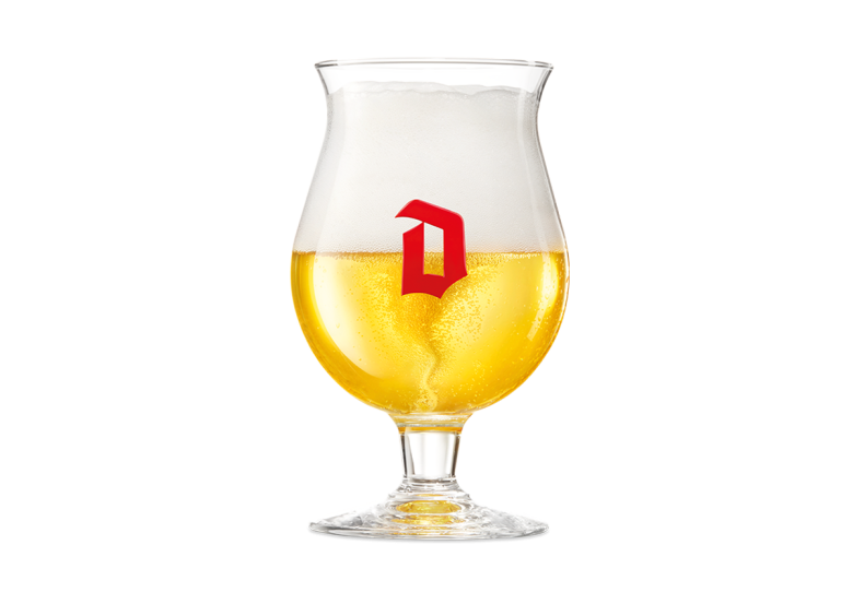 Duvel Tulip Glass Front clear with red 'D'