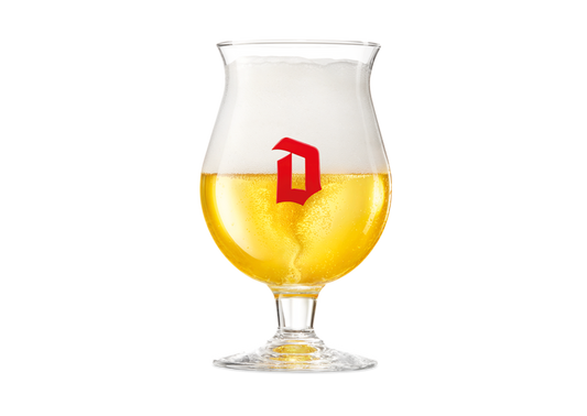 Duvel Tulip Glass Front clear with red 'D'